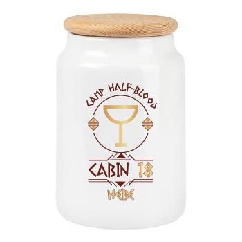 Cabin #18 in Camp Half Blood, Child of Hebe - Cookie Jar with Wooden Lid - white - Front
