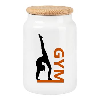 Gymnastics - Cookie Jar with Wooden Lid - white - Front