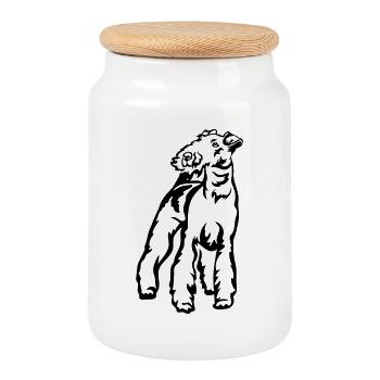 Foxterrier - Keksdose mit Holzdeckel - Weiß - Vorne
