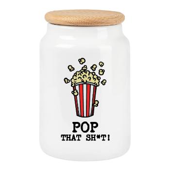 Films, Popcorn, TV Night, Déclaration, Cinéma, Films - Boîte à biscuits avec couvercle en bois - blanc - Devant
