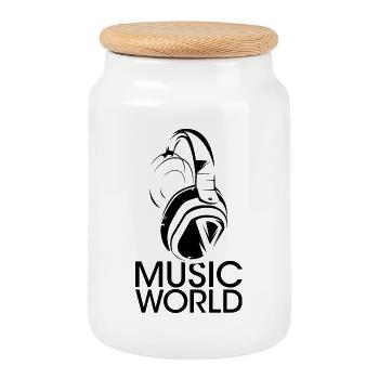 music world Symbol icon Kopfhörer Musiker Grafik - Keksdose mit Holzdeckel - Weiß - Vorne