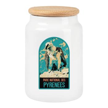 Gypaète Parc National Pyrénées : Faune Majestueuse - Boîte à biscuits avec couvercle en bois - blanc - Devant