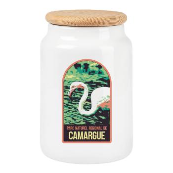 Flamingo Pink Camargue: Enchanted Nature - Cookie Jar with Wooden Lid - white - Front