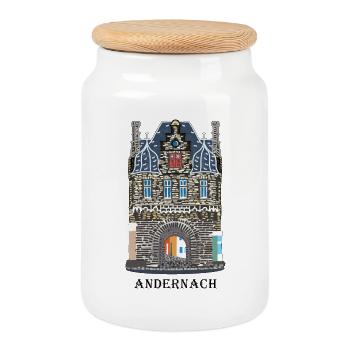 Andernach, kultiges Rheintor, Deutschland - Keksdose mit Holzdeckel - Weiß - Vorne
