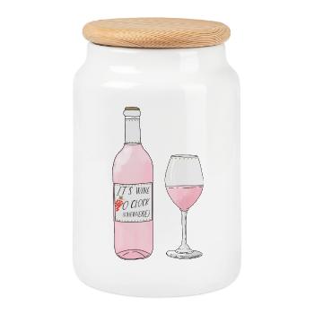 It's wine o'clock - A glass of rosé wine - Party - Cookie Jar with Wooden Lid - white - Front