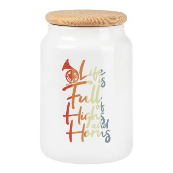 Life Is Full of Highs and Horns - Keksdose mit Holzdeckel - Weiß - Vorne