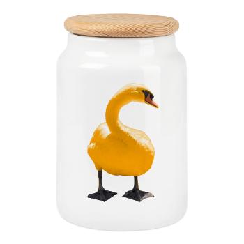 Impression d’art cygne élégant - Boîte à biscuits avec couvercle en bois - blanc - Devant