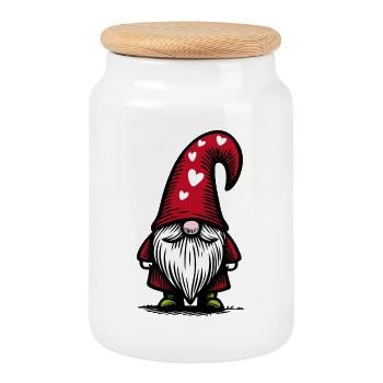 Gnome James - Cookie Jar with Wooden Lid - white - Front