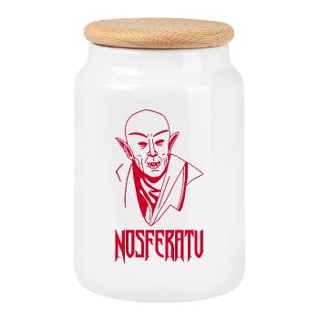 Nosferatu der Vampir (Rot) - Keksdose mit Holzdeckel - Weiß - Vorne