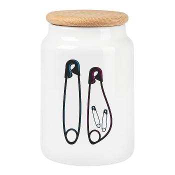 Pregnancy Announcement Gemini Baby Parents - Cookie Jar with Wooden Lid - white - Front