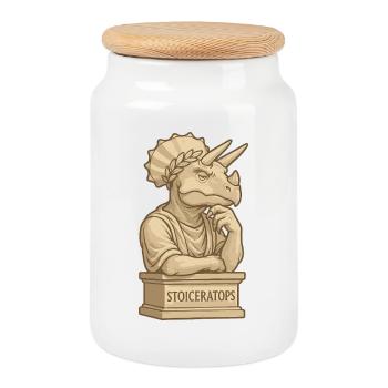 Stoiceratops - Cookie Jar with Wooden Lid - white - Front