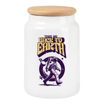 Back to Earth Astronaut - Cookie Jar with Wooden Lid - white - Front