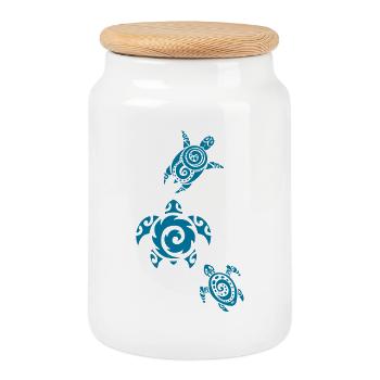 Trois tortues marines bleues - Boîte à biscuits avec couvercle en bois - blanc - Devant
