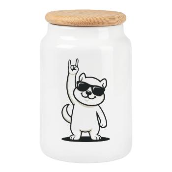 Écureuil à bascule - Boîte à biscuits avec couvercle en bois - blanc - Devant