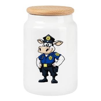 Police des vaches - Boîte à biscuits avec couvercle en bois - blanc - Devant