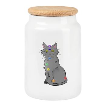 Chat-kra - Cookie Jar with Wooden Lid - white - Front