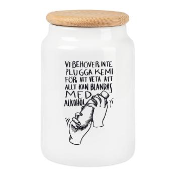 Class shirts Everything can be mixed with alcohol - Cookie Jar with Wooden Lid - white - Front