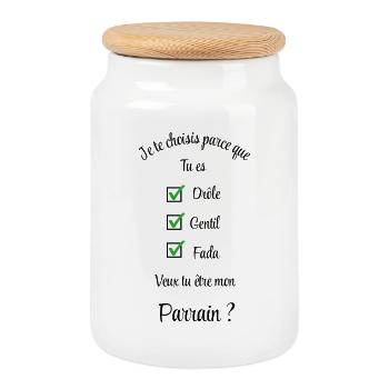 Do you want to be my godfather? - Cookie Jar with Wooden Lid - white - Front