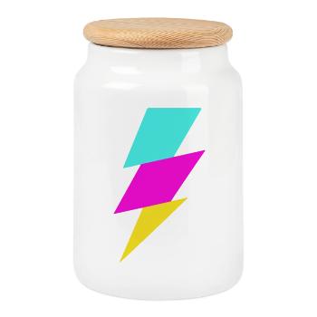 Rayon abstrait aux couleurs néon - Boîte à biscuits avec couvercle en bois - blanc - Devant