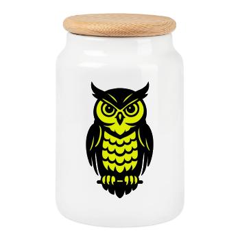 Pop Art hiboux design - Boîte à biscuits avec couvercle en bois - blanc - Devant