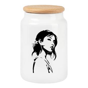 Grâce cendrée - Boîte à biscuits avec couvercle en bois - blanc - Devant
