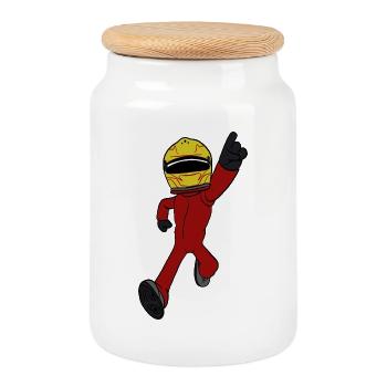 pilote de course - Boîte à biscuits avec couvercle en bois - blanc - Devant