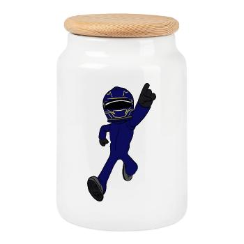 pilote de course - Boîte à biscuits avec couvercle en bois - blanc - Devant