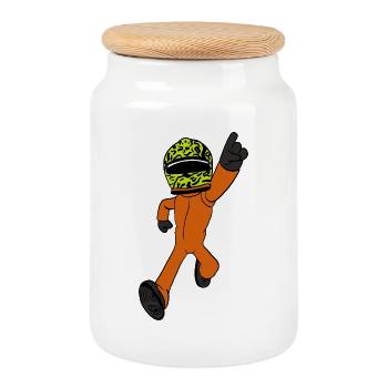 pilote de course - Boîte à biscuits avec couvercle en bois - blanc - Devant