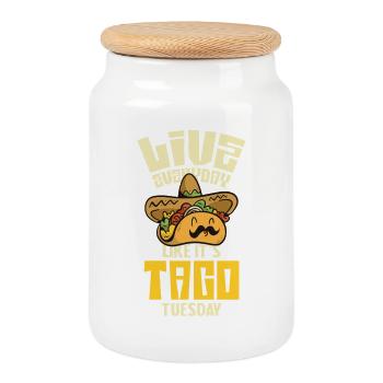 Live like Taco Tuesday - Cookie Jar with Wooden Lid - white - Front