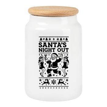 Santa Claus Celebration Party - Cookie Jar with Wooden Lid - white - Front