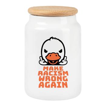 Gans Make Racism Wrong Again Mittelfinger Aktivist - Keksdose mit Holzdeckel - Weiß - Vorne