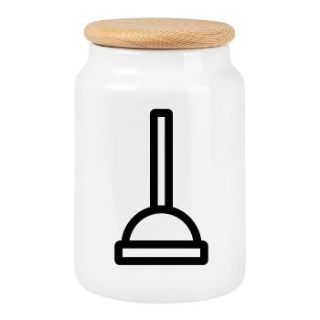 Saugnapf - Keksdose mit Holzdeckel - Weiß - Vorne