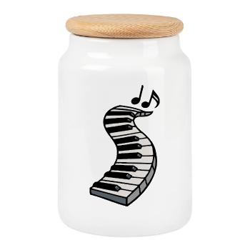 Clavier de piano balancé - Boîte à biscuits avec couvercle en bois - blanc - Devant