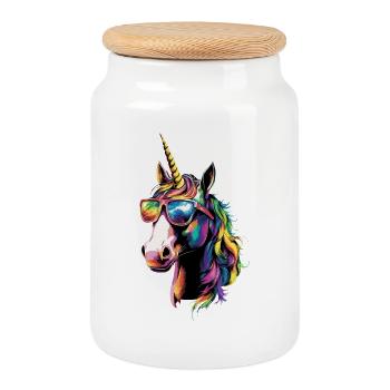 Licorne Poney Cavalier Chevaux Équitation Licornes - Boîte à biscuits avec couvercle en bois - blanc - Devant
