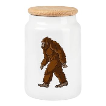 Mystérieux Bigfoot Walking Forest Design - Boîte à biscuits avec couvercle en bois - blanc - Devant