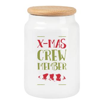 Membre de l’équipage de Noël - Boîte à biscuits avec couvercle en bois - blanc - Devant