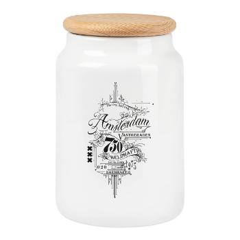 Amsterdam2025Vintage_black - Keksdose mit Holzdeckel - Weiß - Vorne