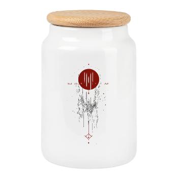 Symbole occulte – Mysticisme rouge & Esthétique sombre - Boîte à biscuits avec couvercle en bois - blanc - Devant