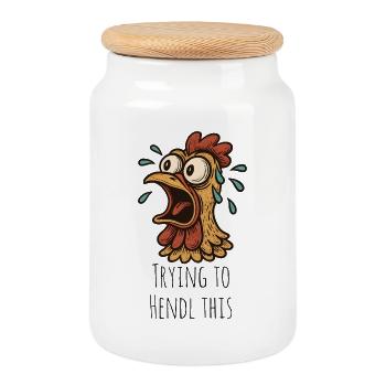 Trying to Hendl this saying - Cookie Jar with Wooden Lid - white - Front