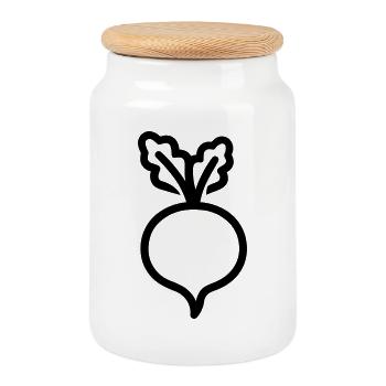 navet - Boîte à biscuits avec couvercle en bois - blanc - Devant