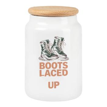 Women's solo hiker empowerment trail - Cookie Jar with Wooden Lid - white - Front