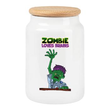 Zombie liebt Gehirne, lustige untote Monster-Horror - Keksdose mit Holzdeckel - Weiß - Vorne