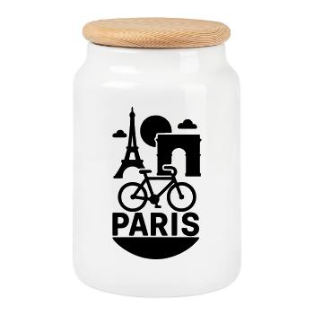 paris silhouette - Keksdose mit Holzdeckel - Weiß - Vorne