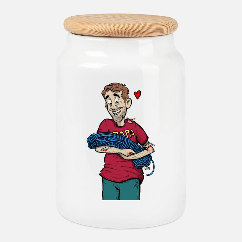 Papa_Climber - Cookie Jar with Wooden Lid - white