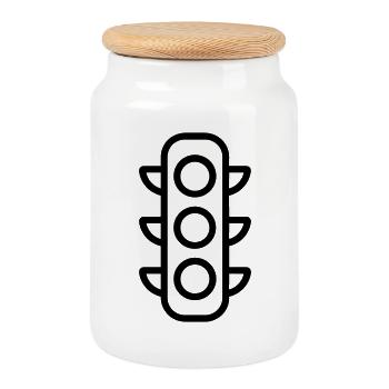 traffic light - Cookie Jar with Wooden Lid - white - Front