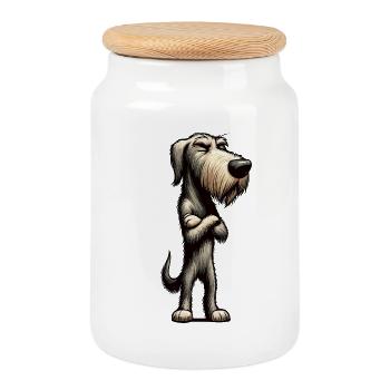 Lévrier irlandais Lévrier Propriétaire de chien de lévrier Fan de chien de loup - Boîte à biscuits avec couvercle en bois - blanc - Devant