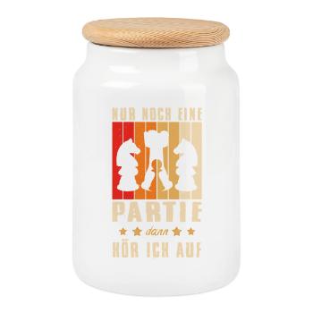 Cadeaux pour joueurs d’échecs Accessoires d’échecs Échiquier Échiquier - Boîte à biscuits avec couvercle en bois - blanc - Devant