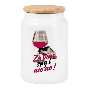 Zu Vino sag i nie no Wein Liebhaber Humor Spruch - Keksdose mit Holzdeckel - Weiß - Vorne