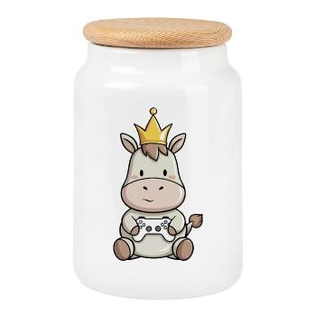 Controller Donkey Crown - Cookie Jar with Wooden Lid - white - Front