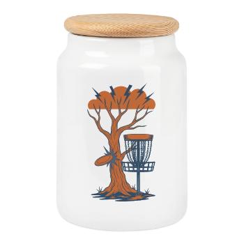 Tempête de paniers volants à disque de l’arbre au disc golf - Boîte à biscuits avec couvercle en bois - blanc - Devant